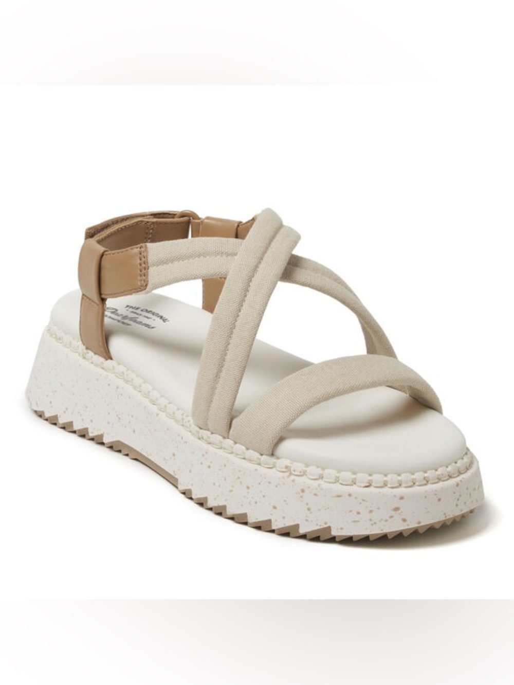 NWT Dearfoams Daylen Platform Sandals Beige Adjustable Comfort Size 7
